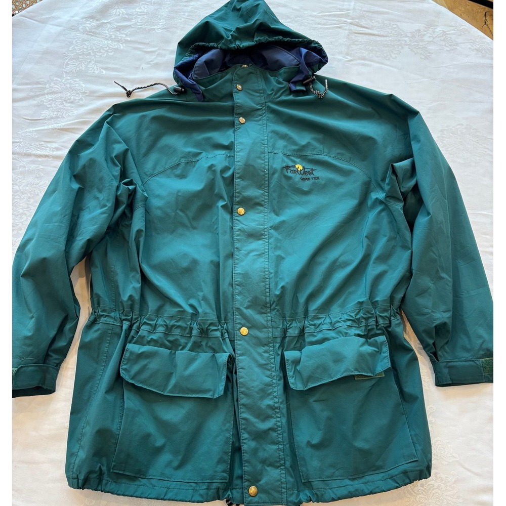 Vintage Far West Goretex Green Jacket detachable hood Women's Large Waterproof